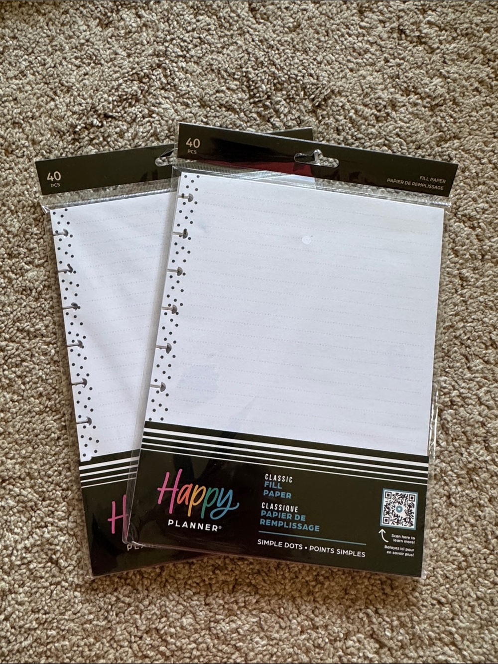 Happy Planner Classic Fill Paper - White with Black Header and Multicolor Logo